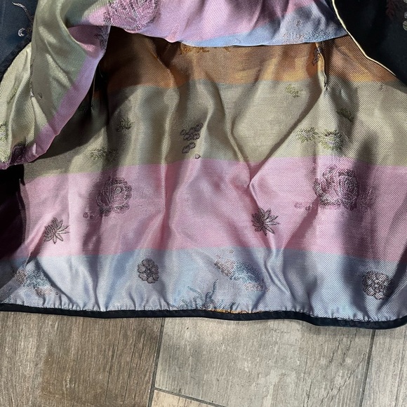 Vintage Peony Brand Brocade Cheongsam Qipao Black 38 M Frog Closure Shanghai - Picture 8 of 14